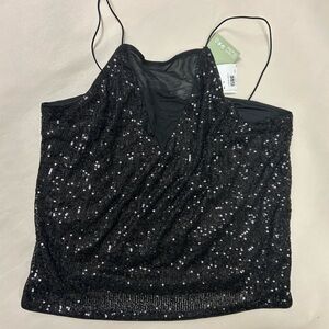 H&M Black Sequin Camisole Top